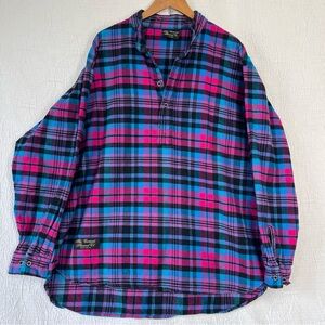 Vermont Flannel Co Shirt Mens Size XL Henley Long Sleeve Plaid Long Pullover Top